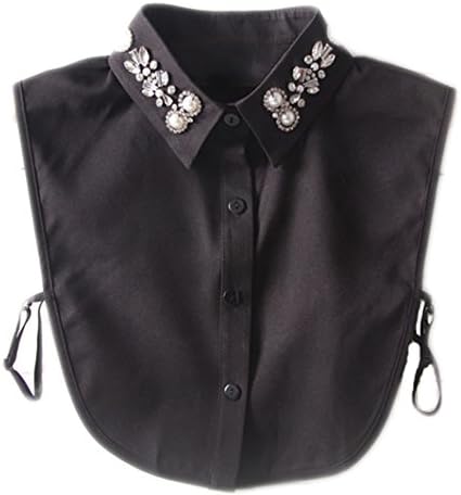Floral Diamond Pearl Crystal Cotton Detachable Fake Collar Dickey Blouse Half-Shirt for Women Ladies Girls Adults