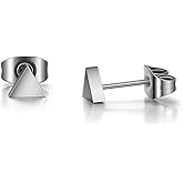 TGNEL Pure Titanium Earrings Studs Nickel-Free Hypoallergenic Earrings for Sensitive Ears, Dainty Hexagon/Triangle/Square/Rectangle Geometric Stud Earrings for Women Men