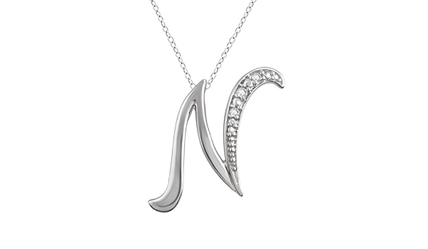 N Pendant Necklace in Sterling Silver 