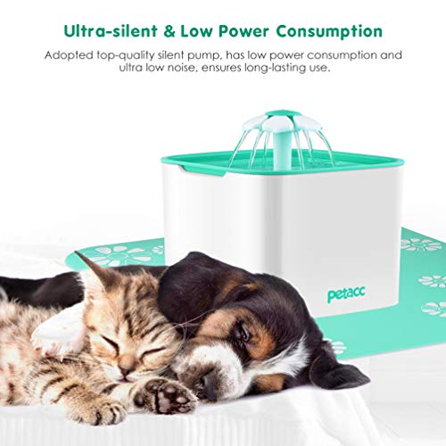 Pet Fountain Cat Dog Water Dispenser with Pump and 4 Replacement Filters - Healthy and Hygienic 2L Super Quiet Automatic Electric Water Bowl, Drinking Fountain for Dogs, Cats (2L)