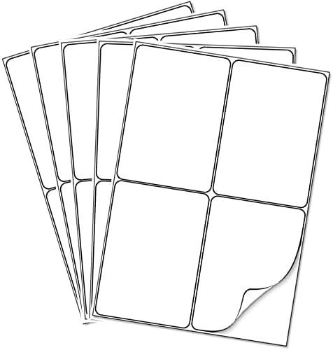 100 Sheets A4 Sticker Paper Labels Shipping Mailing Labels, Sticky Back Printing Sticker, Laser/Inkjet Printers & Copier 4 per Sheet, 105 x 148mm, 400 Sheets
