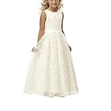 Carat A line Wedding Pageant Lace Flower Girl Dress with Belt 2-12 Year Old