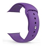 Teslasz Apple Watch Band,Soft Silicone Replacement Sport Wristbands Straps for Apple Watch (Dark Purple 38 MM)