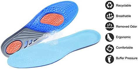 VILISPMK Silicone Insoles - Foot Orthotic Arch Support Shoes Pads Running Cushion Unisex for Shock Absorption, Relieve Foot Pain, Heel Protection, Against Plantar Fasciitis