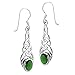 Sterling Silver Celtic Knot Emerald-Green Glass Hook Earrings