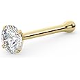 EternalDia IGI Certified Real Diamond Nose Stud in 20g | 14K Gold Nose Ring in Diamond Color I J and Clarity I2 I3|Fine Jewelry For Women