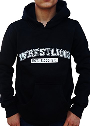 Rasslin' Youth Wrestling 5000 B.C. Pullover Hoodie (8, Black)