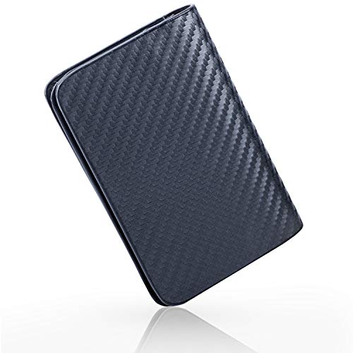 ABRONDA Carbon FiberÂ Business Card Case,Slim Biz Business Name Card Holder Wallet Credit Card with RFID,ID Case/Holder for Men & Women - Keep Your Business Cards Clean- Silver Gray