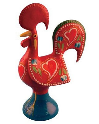 Metal Galo De Barcelos - Portuguese Good Luck Rooster - Portugal Roosters - Rooster of Barcelos (Red, 8 cm / 3.14 in)