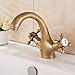 Antique Brushed Brass Bathroom Sink Faucet Double Cross Handle Bathroom Bar Faucet Mixer Tap Single Hole Deck Mount