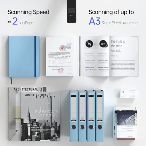 CZUR Aura Pro Book and Document Scanner, Capture A3 and A4, AI Technology for Automatic Smooth and Rotate Image, Foldable and Portable, Compatible with Windows and Mac OS