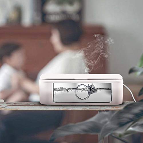 Ultrasonic Jewelry Cleaner Portable Professional Ultrasonic Machine with Basket for Cleaning Rings,Necklaces,Watches, Denture,Eyeglasses,Coins,Razors,Parts, Instruments with 16 Ounces Tank, White - Thumbnail 3
