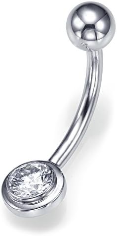 0.32 ct F I1 Diamond Belly Button Piercing Ring Screw Ball 14K Solid White Gold 27441113