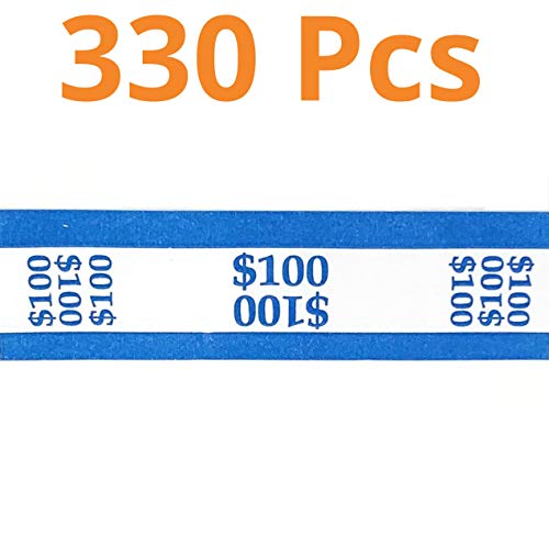 Money Bands Currency Sleeves Straps - Made in USA (Pack of 330 for $100) Self-Adhesive Money Wrappers for Bills Color Coded Wraps Meets ABA Standards, 7.5 x 1.25 inches - Counter Recyclable Kraft Pape