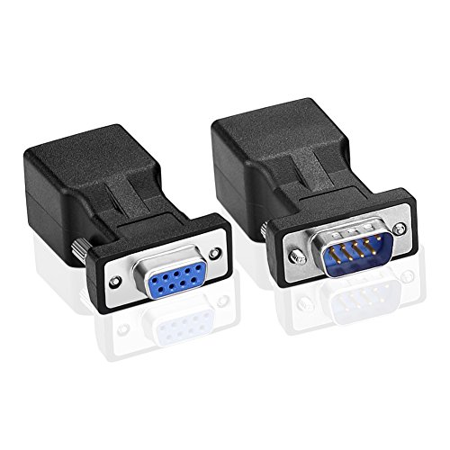 SIENOC 1 Pair DB9 RS232 9Pin to RJ45 Female Connector Extender Card (DB9 RS232 RJ45 extender) - Thumbnail 3