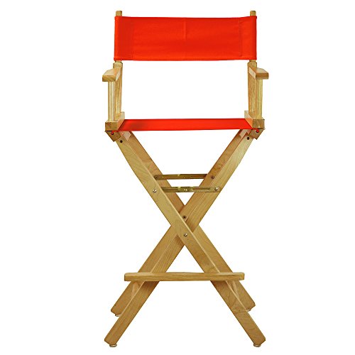 Casual Home 30" Director's Chair Natural Frame-with Orange Canvas, Bar Height