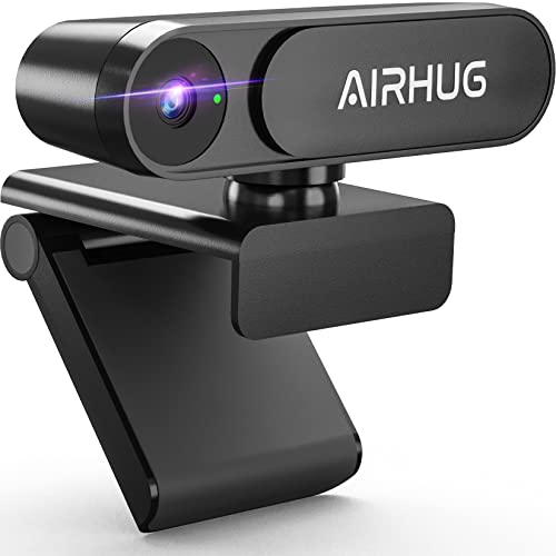 AIRHUG 2K Webcam Without Microphone with Privacy Cover, USB Webcam for Computer and Laptop Plug & Play Webcam without Audio, 78° Wide Angle Webcam for Streaming and Conferencing