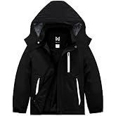 KVE Boys' Waterproof Ski Jacket Outdoor Recreation Thick Winter Coat Hooded Raincoats