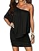 Haola Women's Sexy Cold Shoulder Off Ruffles Bodycon Mini Dress Off Shoulder Lace Ruched Mini Dresses S Black