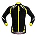 Anhvuu Thermal Fleece Cycling Jersey Shirt Casual Jacket Long Sleeve Black Yellow Size L