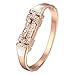 bayite Metal Bands Compatible Fitbit Flex 2 Accessories Stainless Steel Bangle Bracelet Jewelry with Rhinestones Small 5.5''-6.3'' Rose Gold