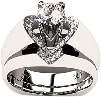 Clearance Sale! Rings for Women, Jiayit Delicate Women Fashion 925 Sterling Silver White Sapphire Diamond Ring Engagement Wedding Jewelry Rings Christmas Gifts for Women and Girls (7, Silver)