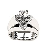 Clearance Sale! Rings for Women, Jiayit Delicate Women Fashion 925 Sterling Silver White Sapphire Diamond Ring Engagement Wedding Jewelry Rings Christmas Gifts for Women and Girls (8, Silver)