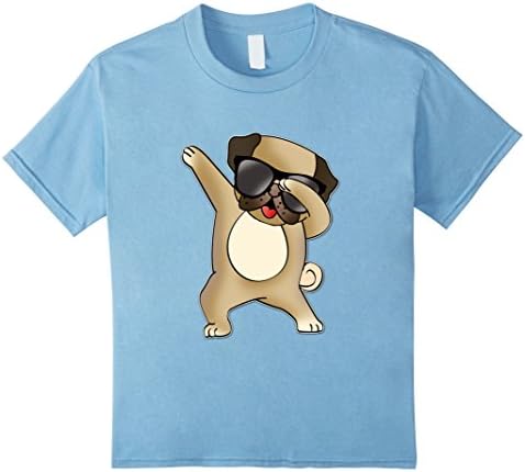Kids Dabbing Pug T-Shirt - Funny Pug Dab T-Shirt 10 Baby Blue