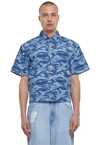 Urban Classics Herren Hemd Laser Camo Printed Boxy Shirt, lässiges Shirt für Männer im Camo-Muster, Oversized Fit