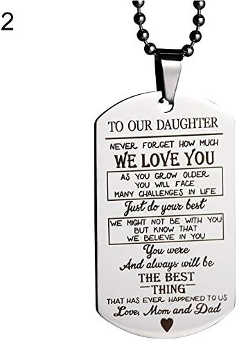CFPACR Son Daughter Letter Tag Pendant Necklace Key Ring Keychain Dad Mom Jewelry Gift - 1#