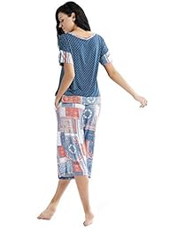 Pijamas de verano para mujer, elegante estampado para mujer, juego de pijama, camisa de gran tamaño y pantalones