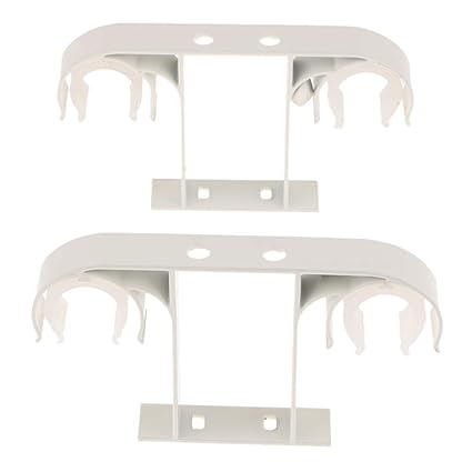 Street27 2 Piece Hard Metal Double Drape Curtain Rod Support Bracket Holder Ceiling Mounted