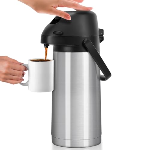Garrafa Térmica Inox com Ampola Aço, Garrafa Térmica Inox Café, Garrafa Termica Grande, 1900Ml, AçO InoxidáVel 304, Base Rotativa de 360 ° Para SaíDa de áGua Mais FlexíVel