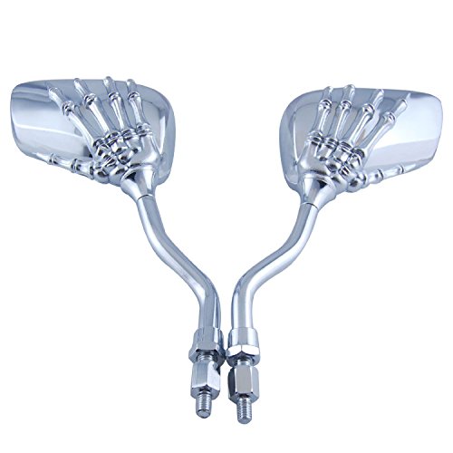 ZYHW Universal Fit 10mm 8mm Thread Bolts Chrome Plated Skull Skeleton Claw Side Mirrors For Suzuki Honda Kawasaki Yamaha Victory Motorcycle Moto Bike Cruiser Chopper