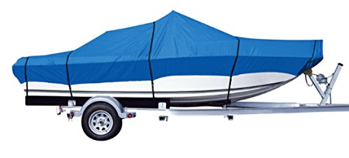 iCOVER Trailerable Boat Cover- Water Proof Heavy Duty,Fits V-Hull,Fish&Ski,Pro-Style,Utility Boats,Fishing Boat,Runabout,Bass Boat,up to 16ft-17ft Long and 94”Wide,Blue Color,B6201C