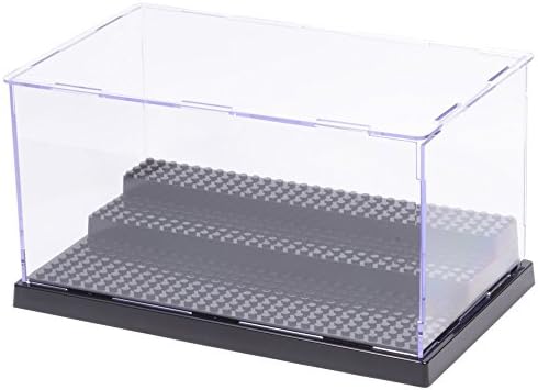 MIMIEYES Acrylic Display Case/Box (10 x 6.1 x 5.4 Inches) Perspex Dustproof Showcase Base for Minifigures Brick Building Block(BLACK)