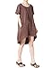 Mordenmiss Women's Cotton Linen Tunic Tops Hi-Low Dresses with Pockets
