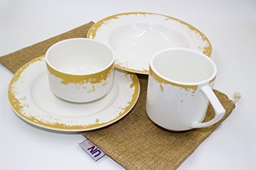 UName Golden Dinnerware Set, Ceramic Livingware, Beef Plate, Soup Plate.UN282