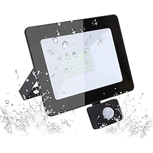 Aigostar 30 W LED-spot voor buiten, met bewegingsmelder, 2700 lm, 6400 K koudwit, IP65 waterdicht, voor tuin…