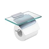 Hiendure Toilet Paper Holder with Shelf, Brass Lavatory Tissue Holder with Mobile Phone Storage Rack and Lid,Chrome