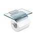 Hiendure Toilet Paper Holder with Shelf, Brass Lavatory Tissue Holder with Mobile Phone Storage Rack and Lid,Chrome