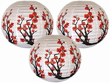 3Pcs/Lot Red Sakura Paper Lanterns 16Inch 40Cm Chinese Japanese Festival Paper Lantern Flower Balls Wedding Decorations,16Inch