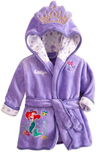 Little Girls Bathrobe with Hood Pajamas Robe Princess Coats Clothes Purple 2-6y