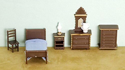 Dollhouse Miniature 1/4 Inch Scale Bedroom Set