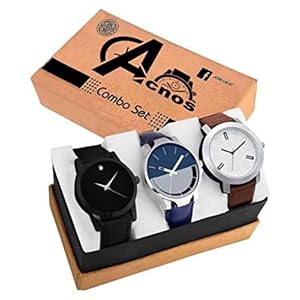 Acnos Analogue Men’s Watch (Pack of 3) (Multicolored Dial Multicolored Colored Strap)