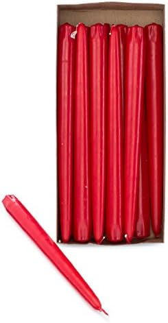 Dashington 10" Red Taper Candles, Pack of 12, Made in USA