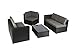 4 Pieces L Shaped Outdoor Furniture Patio Sectional Wicker Rattan Garden Corner Sofa Couch Set, Full, Black