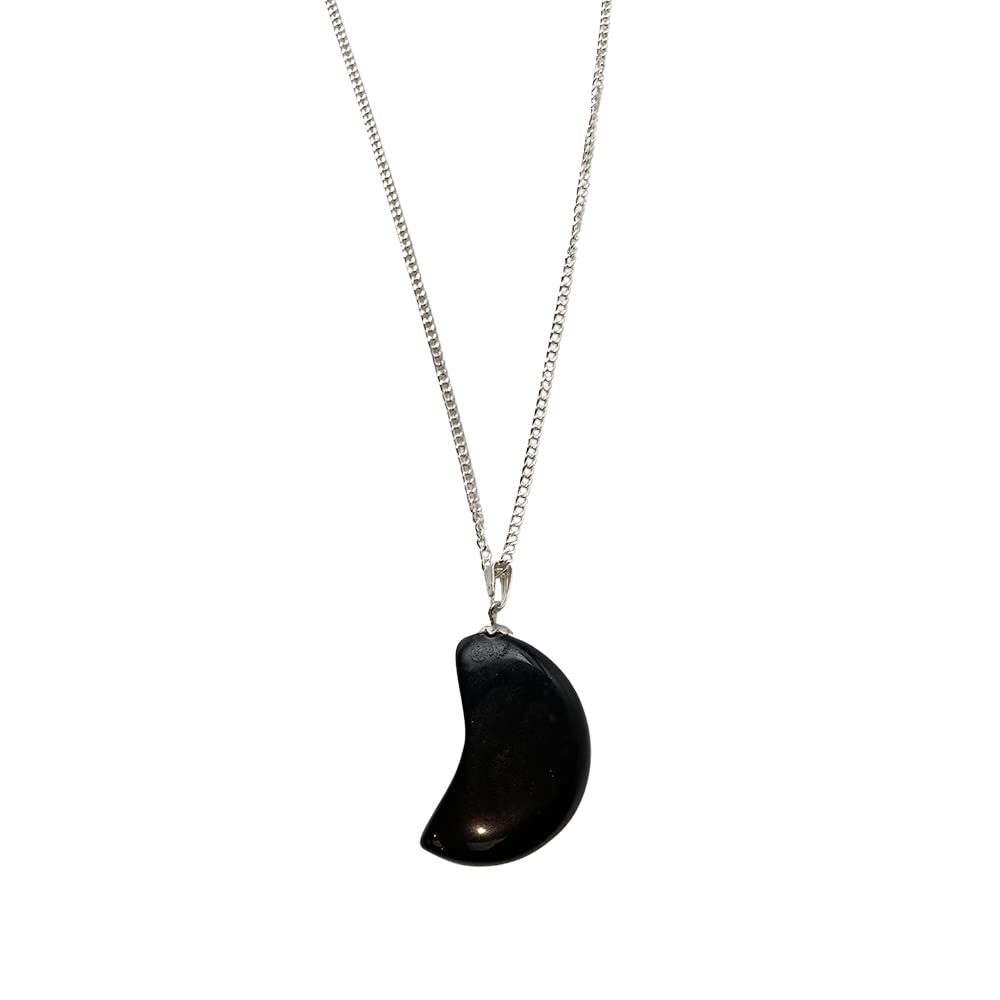 Crescent Shaped Pendant, 4x2cm (Black Agate) — image 1