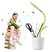 Desk Lamp MECO Working Light USB Rechargeable Desk Light Eye-care studying lamp Flexible Neck 3-Level Dimmer LED reading lamp with Touch-Sensitive Switch and Decor Plant Pencil Holder(Green)