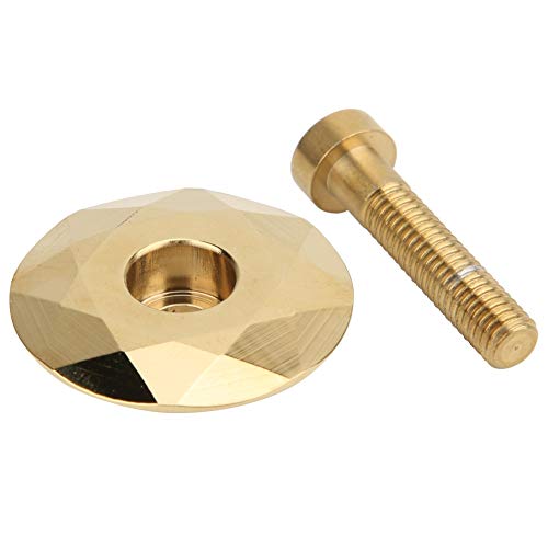 Keen so Bicycle Headset Cap & Screw, 2 Colors Light Bicycle Aluminum Headset Top Cap Titanizing Cover Bicycle Modification Accessories(Gold)